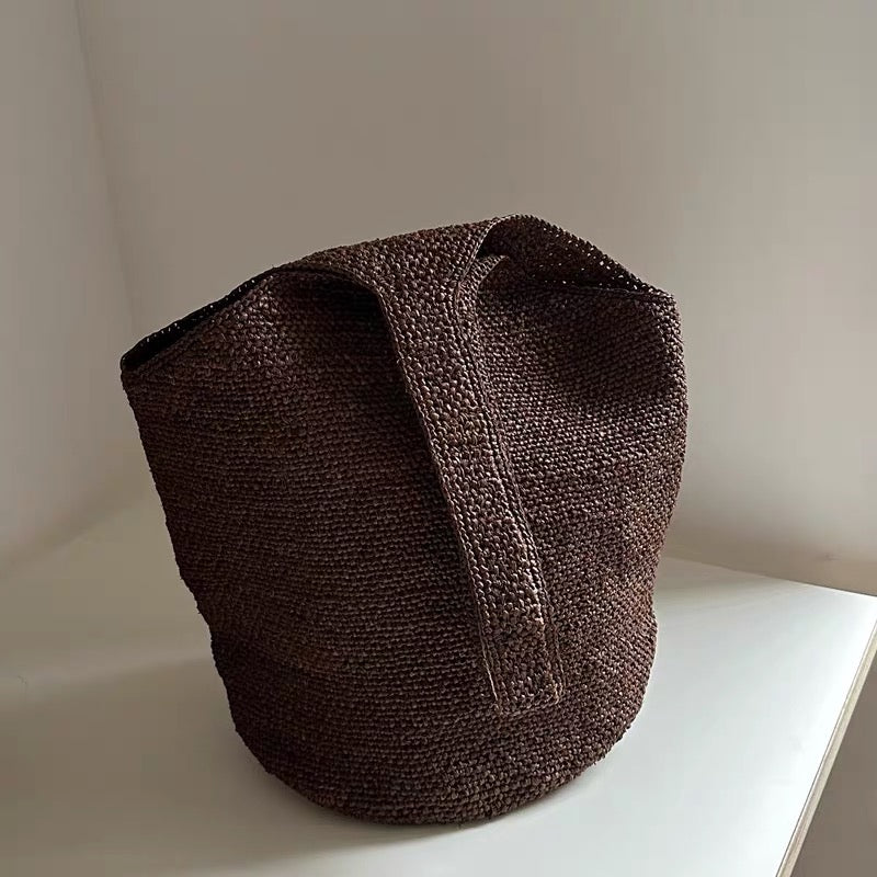 #318 Handmade Raffia Bucket Bag